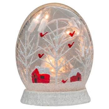 Northlight 5.5" Lighted Glass Clearly Winter Oval Orb with Base Christmas Decoration