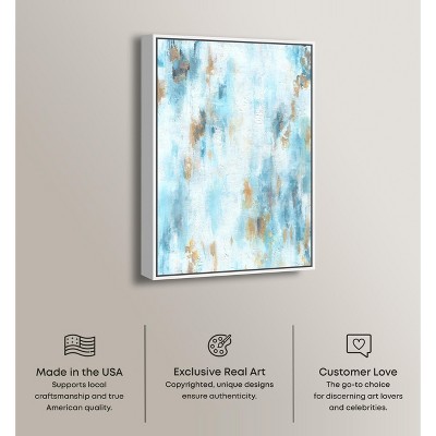 Large Blue and White Abstract Canvas Wall Art with Frame