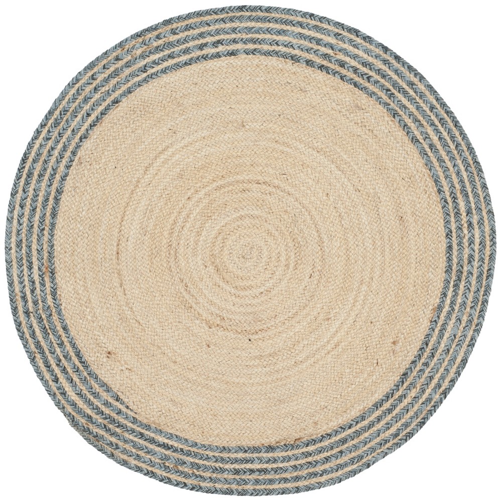 3' Round Solid Woven Accent Rug Ivory/Blue - Safavieh