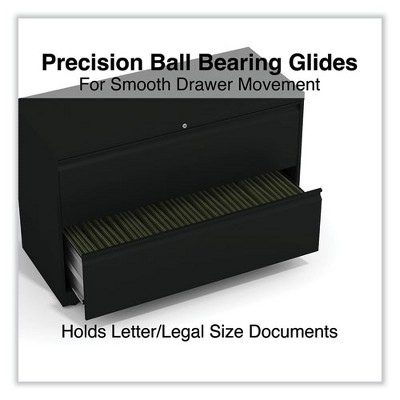 Black Steel 2-Drawer Lockable Lateral File Cabinet