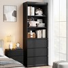 Bookcase with Drawers 70.27 Inches Tall Bookshelf Farmhouse Bookcases - 3 of 4