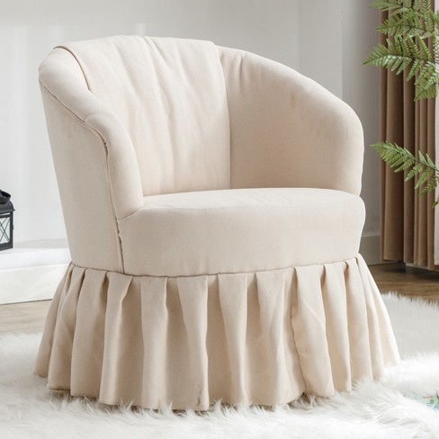 Linen Fabric Accent Swivel Chair Auditorium Chair With Pleated