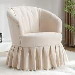 Linen Fabric Accent Swivel Chair Auditorium Chair With Pleated Skirt-ModernLuxe