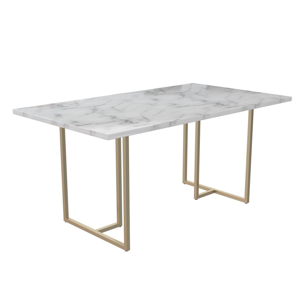 Photos - Dining Table Astor  Marble Top with Legs White/Gold - Cosmoliving By Cosmop