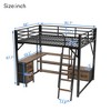 Sapphtopaz Metal Loft Bed with Desk & LED,Space-Saving Bed Frame with Storage Shelves&Wardrobe, Kids Adults Loft Bed for Small Space, Gray - 2 of 4