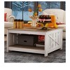 Modern Square Coffee Table Wood Center Table With Half Open Storage Compartment Living Room Table - 3 of 4
