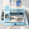 Grungis Full-Over-Full Loft Bed with 2 Drawers and 3 Shelves,Modern Bunk Bed with Slide and Ladder and Guardrails,Loft and Bunk Bed for Bedroom - 2 of 4