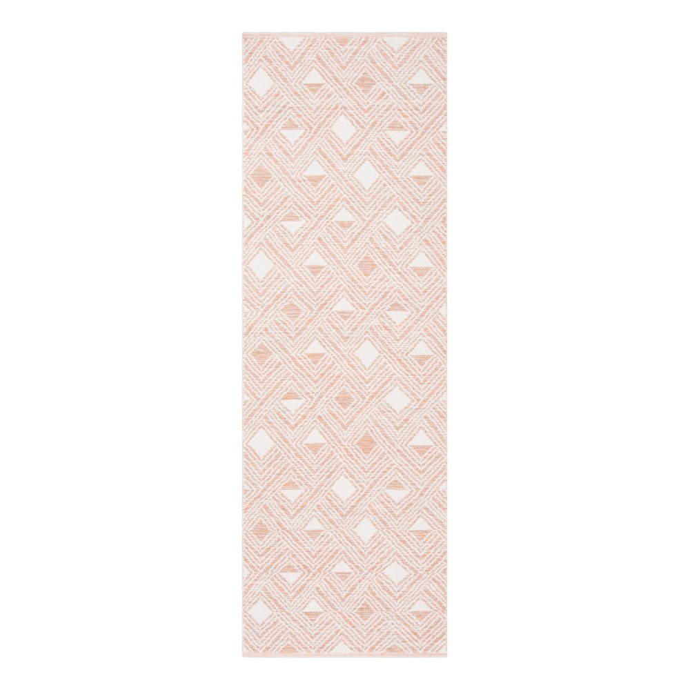 Peach/Ivory Geometric Woven Runner 2'3inx7'