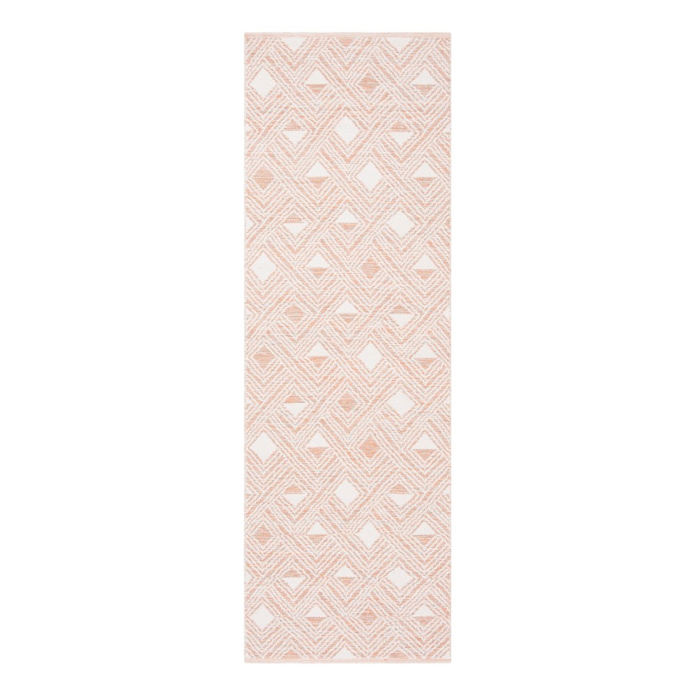 Peach/Ivory Geometric Woven Runner 2'3inx7' - Safavieh