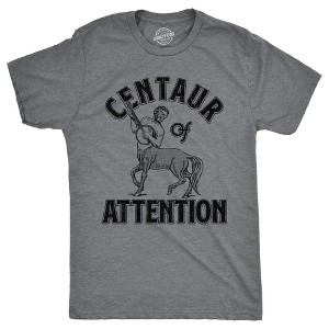 Mens Centaur Of Attention T Shirt Funny Half Man Horse Word Play Joke Tee For Guys - Crazy Dog Men's T Shirt - 1 of 4
