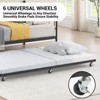 Modern Twin Daybed with Trundle and Backrest, Black Metal Sofa Bed Frame with Steel Slat Support TWIN black - 3 of 4