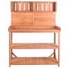 65" Garden Shed Storage Shelves Outdoor Plant Stand Flower Display Rack Wooden Patio Workstation 3-Tier Potting Workbench-The Pop Home - 3 of 4