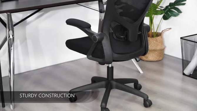 Yaheetech Adjustable High Back Mesh Office Chair with Folding Padded Armrests, 2 of 10, play video