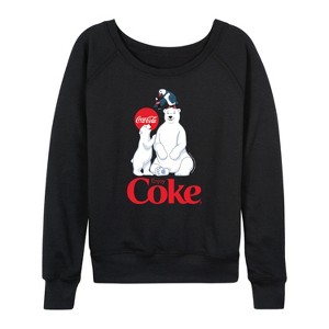 Women's - Coca-Cola - Polar Bears And Puffin Lightweight French Terry Wide Neck Long Sleeve Graphic Shirt - 1 of 4