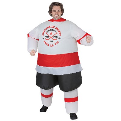 Halloween Express Adult Hockey Player Inflatable Costume - Size One Size Fits Most - White