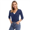 Clearlove Women's Cropped Bolero Cardigan – 3/4 Sleeve V-Neck Basic Classic Casual Button Down Knit Soft Sweater Top - 2 of 4