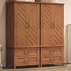 71" V Shape Tall Floor Storage Cabinet with 2 Doors and Drawers, Freestanding Wooden Large Farmhouse Entryway Cabinet, Rustic Brown - 4 of 4