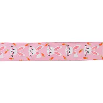 Northlight Pink with Easter Bunny Design Wired Spring Craft Ribbon 2.5" x 10 Yards