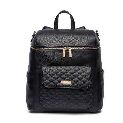 Image of Luli Bebe Monaco Diaper Bag Backpack, Made from Luxury Materials with Stylish Exterior, Spacious Interior for all Baby Products - Ebony Black