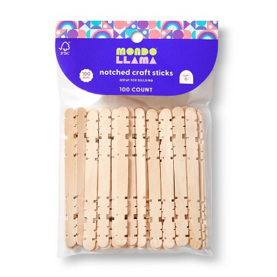 100 Sticks, Two Color Combo Pack 4.5 Inch Colored Wood Craft Popsicle  Sticks, 50 Each of Two Colors