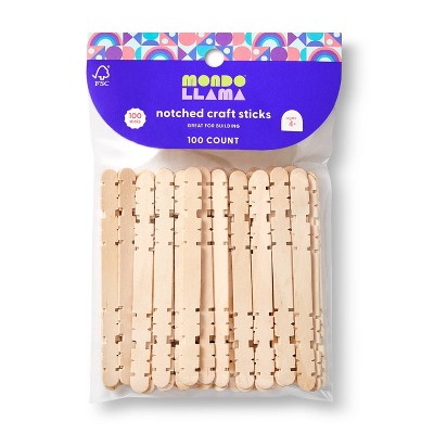 100ct Notched Craft Sticks Natural - Mondo Llama™