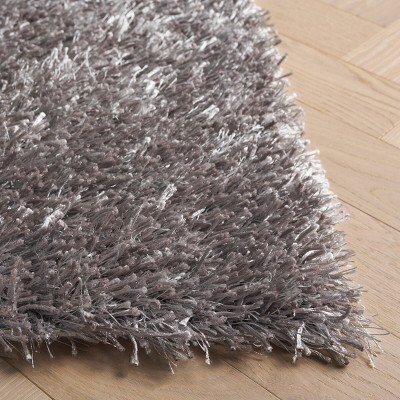 Platinum Ivory 4' x 6' Handmade Wool & Synthetic Tufted Shag Rug