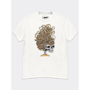 MyMoodTee Women’s Noodle Head Cotton Graphic Tee – Funny Skeleton Pasta Shirt - 1 of 4