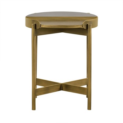 Gray Concrete and Antique Brass Round End Table
