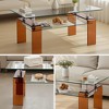 Lirago Rectangle Clear Tempered Glass 2-Tier Coffee Table-Modern Living Room Storage Center with Sleek Geometric Design 21.6"Wx39.3"Lx17.7"H - 4 of 4