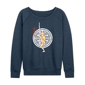 Women's - Avatar: The Last Airbender - Aang Crest Lightweight French Terry Wide Neck Long Sleeve Shirt - 1 of 4
