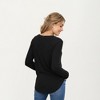 Anna-Kaci Women's Long Sleeve V-Neck Knit Top with Curved Hem and Relaxed Fit - 2 of 4