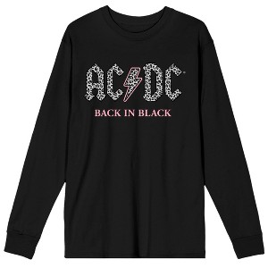 AC/DC Leopard Print Back In Black Adult Black Long Sleeve Tee - 1 of 4