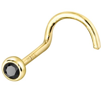 Jewelry Avalanche 22G 14K Gold Bezel-set Black Diamond Nose Screw Nose Stud