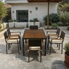 7 piece Outdoor Patio Wicker Dining Set Patio Wicker Furniture Dining Set w/Acacia Wood Top Brown Wicker + Cream Cushion - 3 of 4