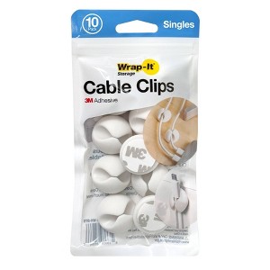 Wrap-It Cable Clips Single 10pk White - 1 of 4