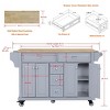 Wood Top Kitchen Island Cart with Wheels, 4 Doors & 5 Drawers, Rolling Storage Cabinet for Kitchen or Dining – The Pop Home - 2 of 4