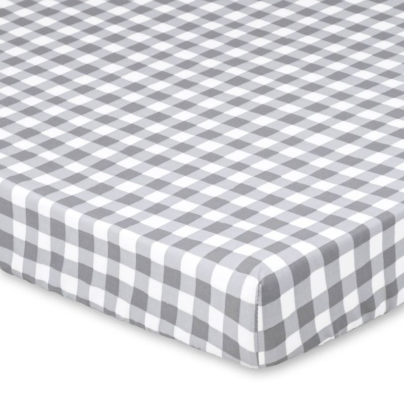 The Peanutshell Fitted Playard Sheets - Farmhouse Floral and Gray Plaid - 2pk, 4 of 6