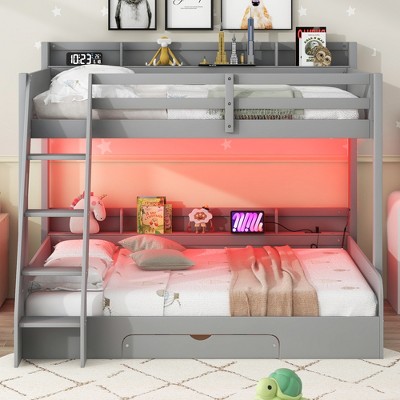 Whisen Twin over Full Bunk Bed with Storage Shelves