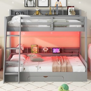 Whisen Twin over Full Bunk Bed with Storage Shelves - 1 of 4