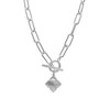 Adornia Silver Plated Flower White Mother of Pearl Paper Clip Chain Toggle Necklace - 3 of 4