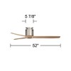 52" Casa Vieja Modern Hugger Indoor Ceiling Fan with Remote Brushed Nickel Natural Wood Carved Blades for Living Room Kitchen Bedroom - 4 of 4