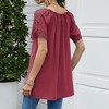 Anna-Kaci Women's Short Sleeve Peasant Blouse with Lace Trim Sleeves and Tie Neckline - 4 of 4