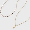 14K Gold Dipped Beaded Initial Necklace Set 2pc - A New Day™ Gold/Marron - 4 of 4
