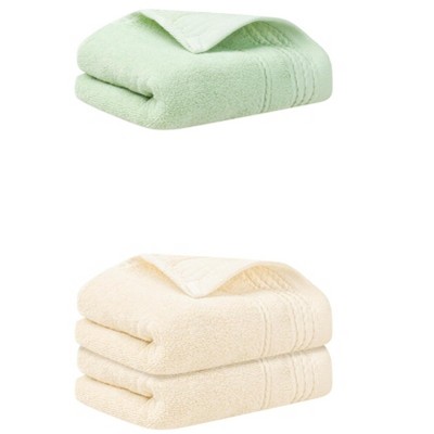 Unique Bargains Striped Pattern Soft Comfort Hand Towels for Bathroom Camp 4 Pcs 14" x 30"