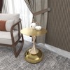 LeisureMod Savoy Series Wide Round End Table with Gold Stainless Steel Top and Pedestal Base – Modern Accent Table for Living Room, Bedroom, Office - 3 of 4