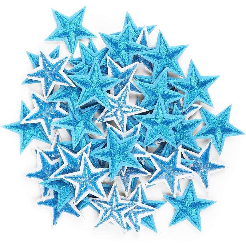 Bright Creations 50-Pack Small Blue Star Embroidery Iron On Patches, Sewing Appliques (1.4 x 1.4 in), 4 of 8