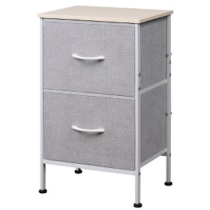 Nightstand with 2 Drawers, Bedside Furniture for Bedroom, College Dorm, End Table with Fabric Bins, Dormitory - 1 of 4