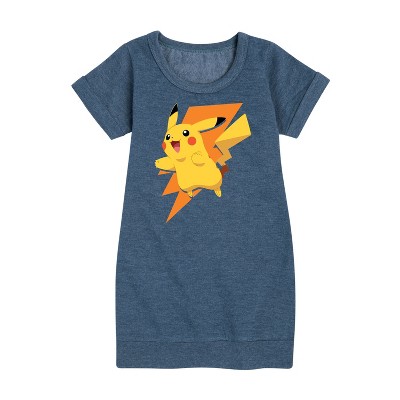 - Pokémon - Pikachu Thunderbolt Graphic Short Sleeve Fleece Dress