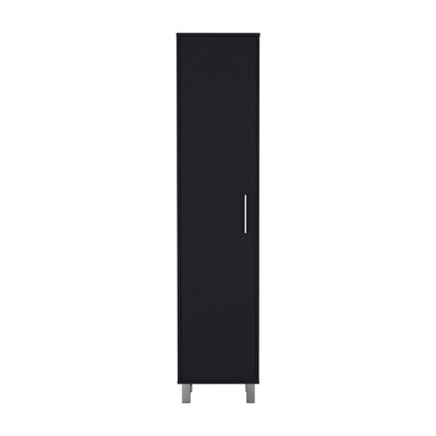 GlasFlength Decorative Storage Cabinets Modern Accent Storage Cabinet with 1 Door Free standing Cabinet for Living Room, Black, 11.7"*15.7"*70.8"