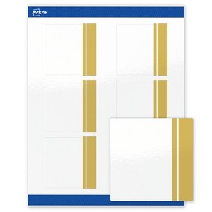 Avery Printable Square Labels, Gold Double-Dipped Edge, 3" x 3", Glossy White Square Labels, Permanent, Laser/Inkjet, 60ct, Great for Product Labels - 1 of 4